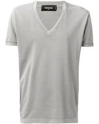 graues T-Shirt mit einem V-Ausschnitt von DSquared