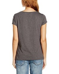 graues T-Shirt mit einem V-Ausschnitt von edc by Esprit