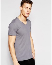graues T-Shirt mit einem V-Ausschnitt von Esprit
