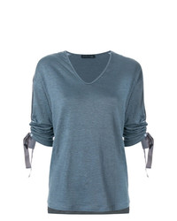 graues T-Shirt mit einem V-Ausschnitt von Fabiana Filippi