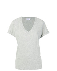 graues T-Shirt mit einem V-Ausschnitt von Frame Denim