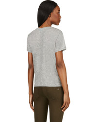 graues T-Shirt mit einem V-Ausschnitt von J Brand