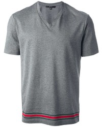 graues T-Shirt mit einem V-Ausschnitt von Gucci
