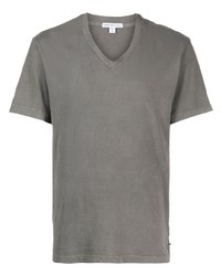 graues T-Shirt mit einem V-Ausschnitt von James Perse