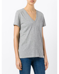graues T-Shirt mit einem V-Ausschnitt von Rag & Bone
