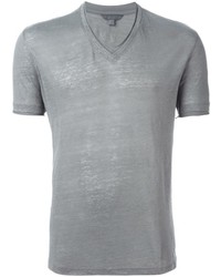 graues T-Shirt mit einem V-Ausschnitt von John Varvatos