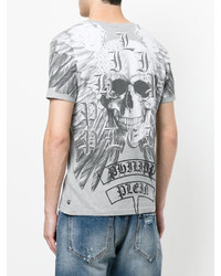 graues T-Shirt mit einem V-Ausschnitt von Philipp Plein