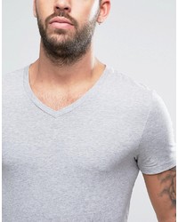 graues T-Shirt mit einem V-Ausschnitt von Asos