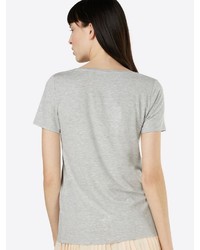 graues T-Shirt mit einem V-Ausschnitt von Only