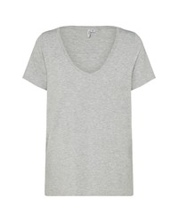 graues T-Shirt mit einem V-Ausschnitt von Only