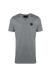 graues T-Shirt mit einem V-Ausschnitt von Philipp Plein