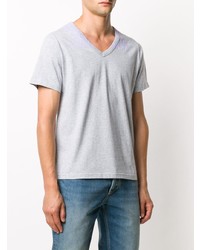 graues T-Shirt mit einem V-Ausschnitt von Maison Margiela