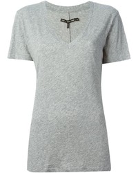 graues T-Shirt mit einem V-Ausschnitt von Rag and Bone