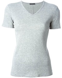 graues T-Shirt mit einem V-Ausschnitt von The Row