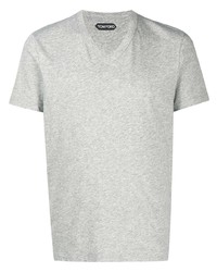 graues T-Shirt mit einem V-Ausschnitt von Tom Ford