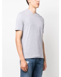 graues T-Shirt mit einem V-Ausschnitt von Brunello Cucinelli