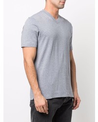 graues T-Shirt mit einem V-Ausschnitt von Brunello Cucinelli