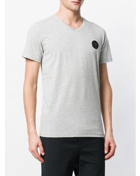 graues T-Shirt mit einem V-Ausschnitt von Plein Sport