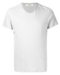 graues T-Shirt mit einem V-Ausschnitt von Zadig & Voltaire