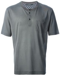 graues T-shirt mit einer Knopfleiste von Dolce & Gabbana
