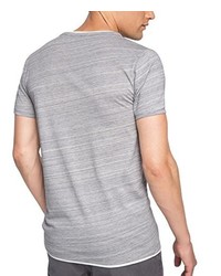 graues T-shirt mit einer Knopfleiste von Esprit