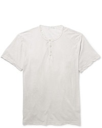 graues T-shirt mit einer Knopfleiste von James Perse