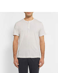 graues T-shirt mit einer Knopfleiste von James Perse