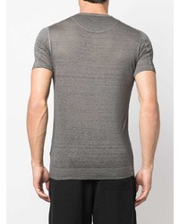graues T-shirt mit einer Knopfleiste von 120% Lino