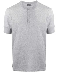 graues T-shirt mit einer Knopfleiste von Tom Ford
