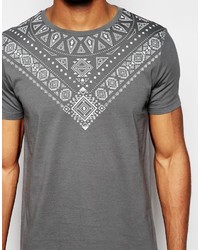 graues T-shirt mit geometrischem Muster von Asos