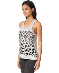 graues Trägershirt aus Netzstoff mit Leopardenmuster von adidas by Stella McCartney