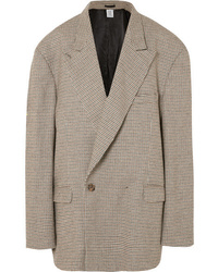 graues Tweed Zweireiher-Sakko mit Hahnentritt-Muster