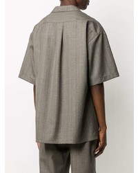 graues vertikal gestreiftes Kurzarmhemd von Gucci