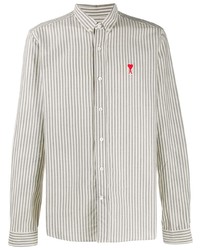 graues vertikal gestreiftes Langarmhemd von Ami Paris