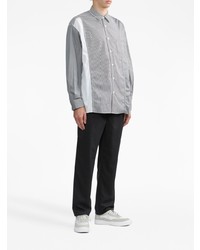 graues vertikal gestreiftes Langarmhemd von Comme des Garcons Homme