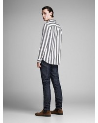 graues vertikal gestreiftes Langarmhemd von Jack & Jones