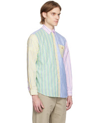 graues vertikal gestreiftes Langarmhemd von Polo Ralph Lauren