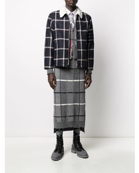 graues vertikal gestreiftes Langarmhemd von Thom Browne