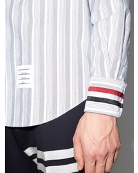 graues vertikal gestreiftes Langarmhemd von Thom Browne