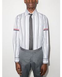 graues vertikal gestreiftes Langarmhemd von Thom Browne