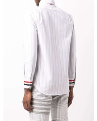 graues vertikal gestreiftes Langarmhemd von Thom Browne