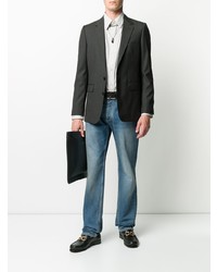 graues vertikal gestreiftes Langarmhemd von Gucci