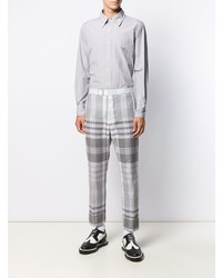 graues vertikal gestreiftes Langarmhemd von Thom Browne