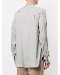 graues vertikal gestreiftes Langarmhemd von Giorgio Armani