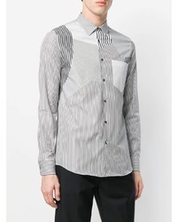graues vertikal gestreiftes Langarmhemd von Alexander McQueen