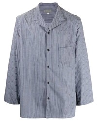 graues vertikal gestreiftes Langarmhemd von Yohji Yamamoto