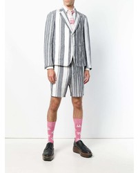 graues vertikal gestreiftes Leinen Sakko von Thom Browne