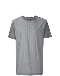 graues vertikal gestreiftes T-Shirt mit einem Rundhalsausschnitt von Inês Torcato