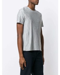 graues vertikal gestreiftes T-Shirt mit einem Rundhalsausschnitt von Thom Browne