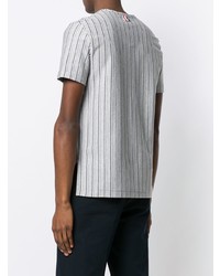 graues vertikal gestreiftes T-Shirt mit einem Rundhalsausschnitt von Thom Browne